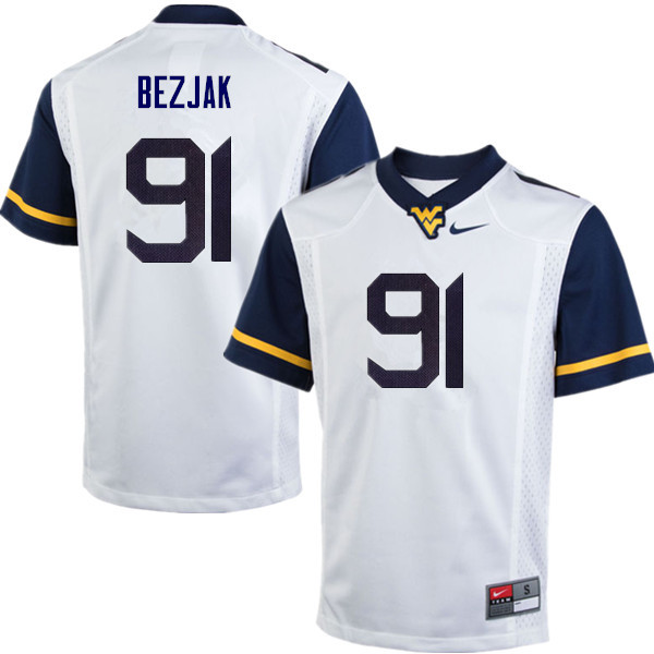Men #91 Matt Bezjak West Virginia Mountaineers College Football Jerseys Sale-White
